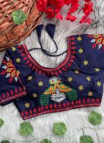 Cotton Navy Blue Festival Wear Mirror Work Readymade Blouse